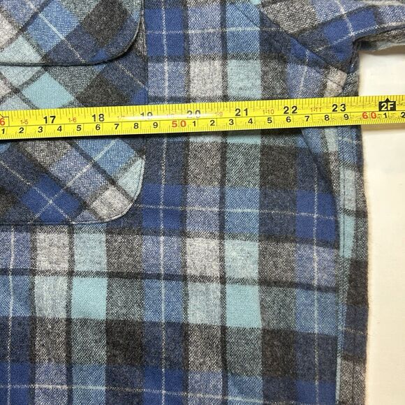 Pendleton Board Shirt Mens Large Blue Gray Wool 1961 Surf Plaid Beach Boys - Picture 4 of 8